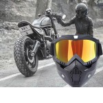 Face protection mask, made from hard plastic + ski goggles, multicolor lenses, model MD04